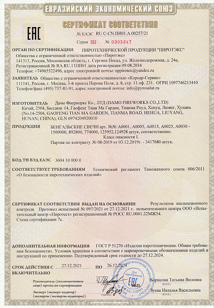 Сертификат RU C-CN.ПИ01.А.00257/21