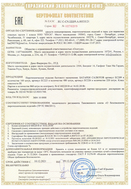 Сертификат RU С-CN.ЦЦ09.А.00535/21