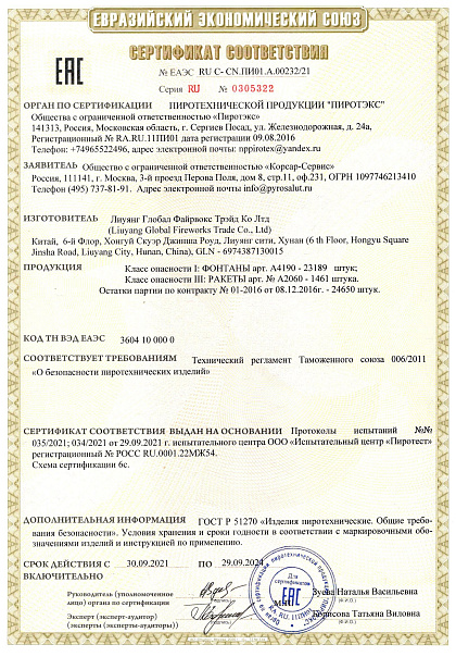 Сертификат RU C-CN.ПИ01.А.00232/21